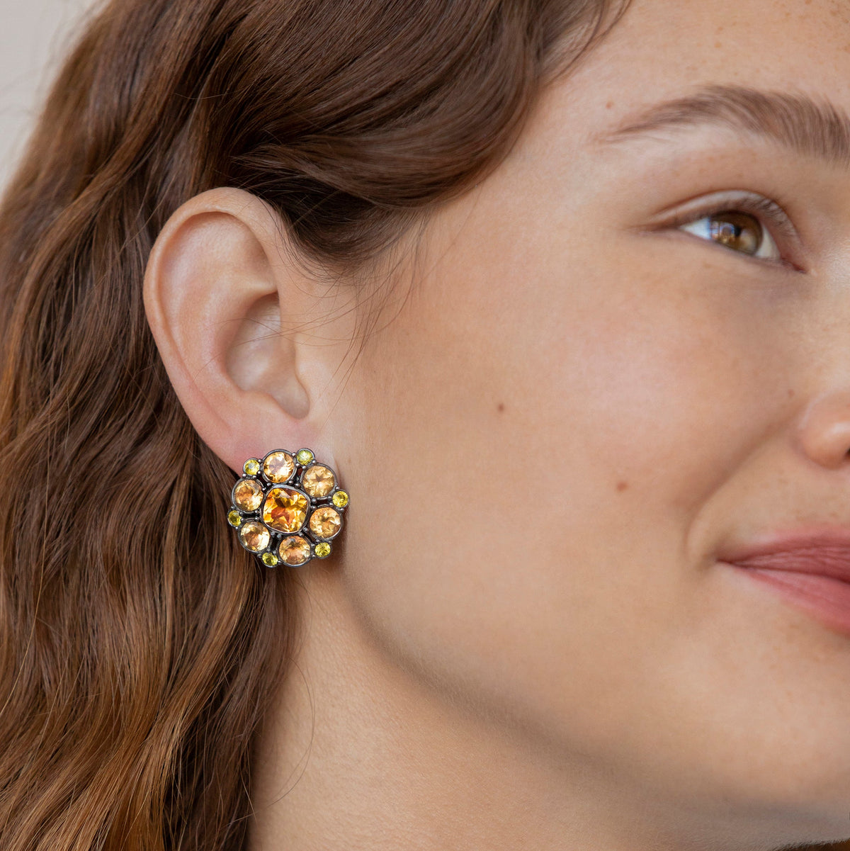 Luzia Duquesa Cluster Earrings in Yellow Citrine