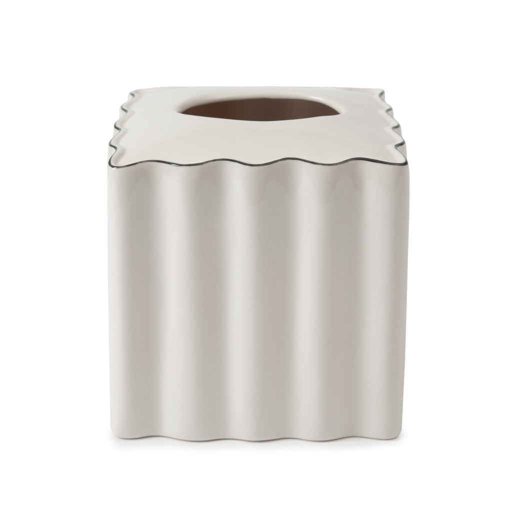Le Marais Tissue Holder in White with Black Trim