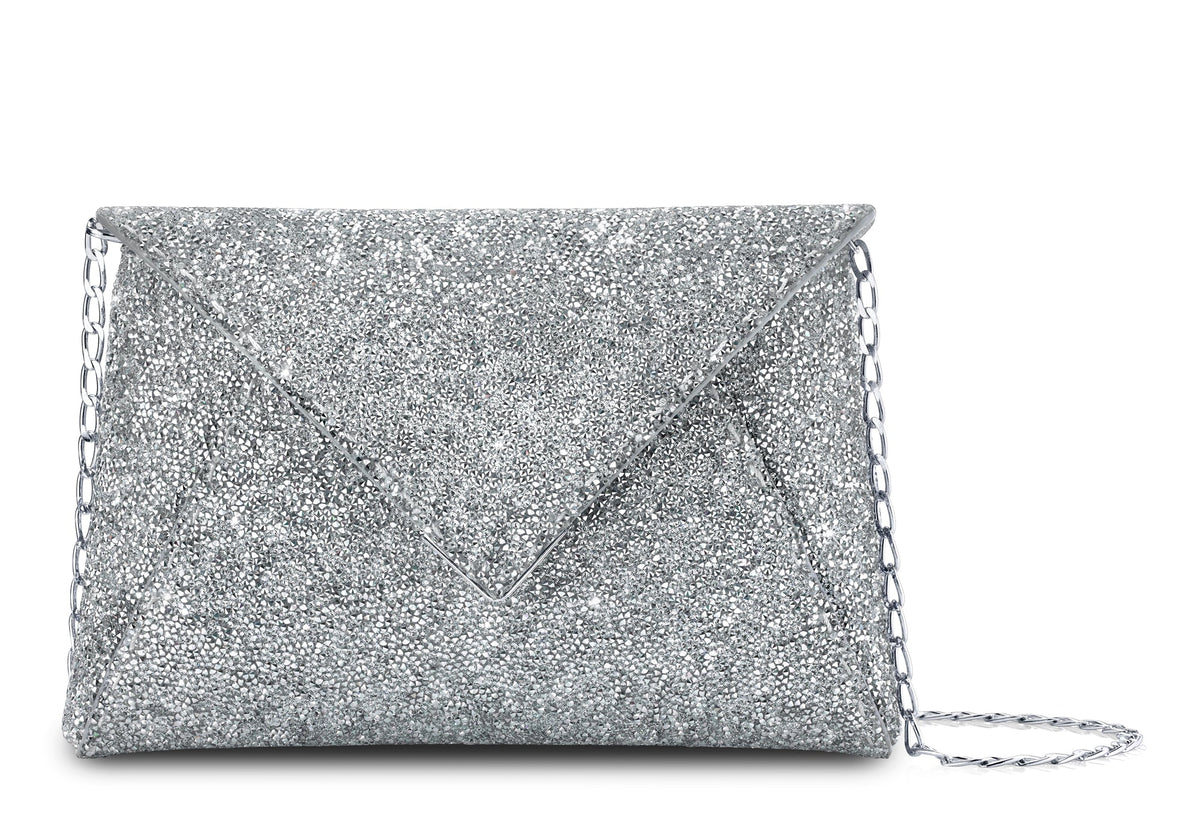 Lee Pouchet Small in Mirrored Silver Rock Swarovski Crystal