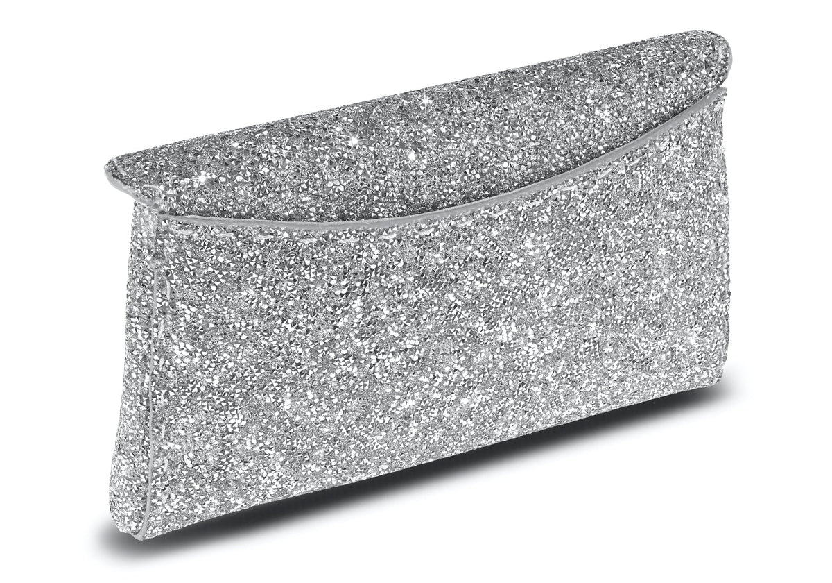 Lee Pouchet Small in Mirrored Silver Rock Swarovski Crystal