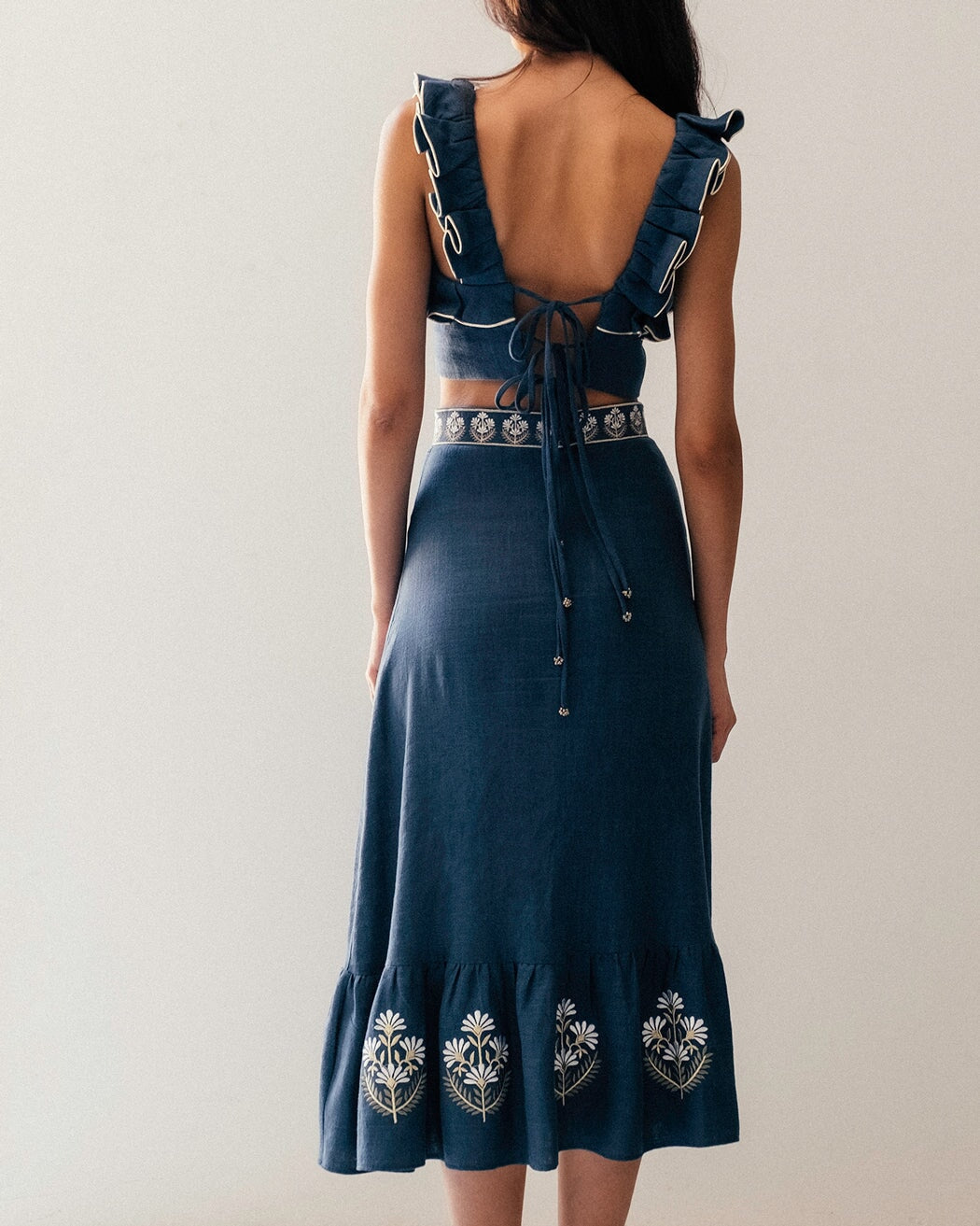 Malika Bustier Top - Blue Tops - Cropped & Casual Rosewater House