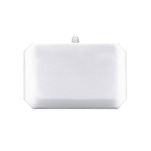 Lily Clutch in Pegasus White IDRO Treated Satin