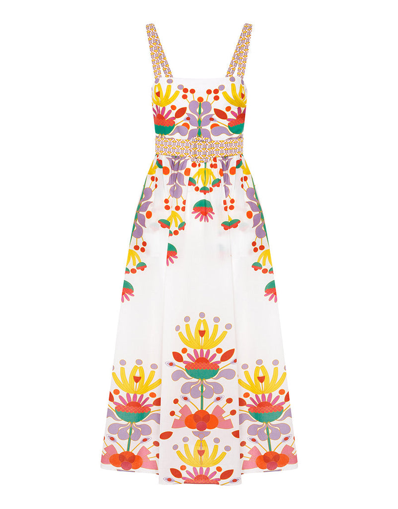 Ninet Cotton Midi Dress in Avatar White