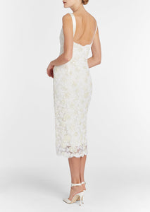 Bianca Beaded Lace Shift Dress With Side Slit
