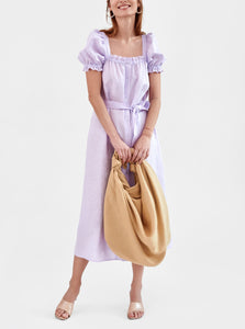 Brigitte Linen Maxi Dress in Lavender