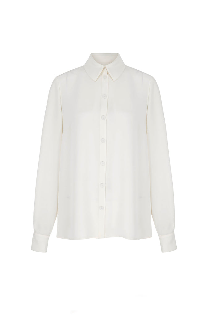 Mayfair Silk Crepe Shirt Ivory