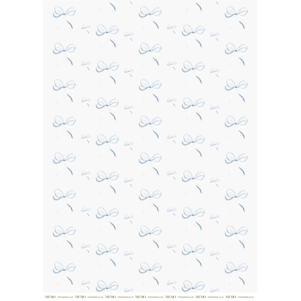 Lake Blue Bow Wrapping Paper