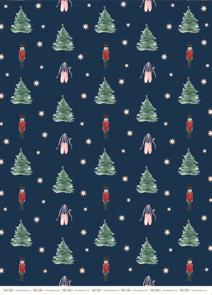 Luxury Christmas Wrapping Paper with Ballet Shoes, Christmas Trees and Nutcrackers by Memo Press