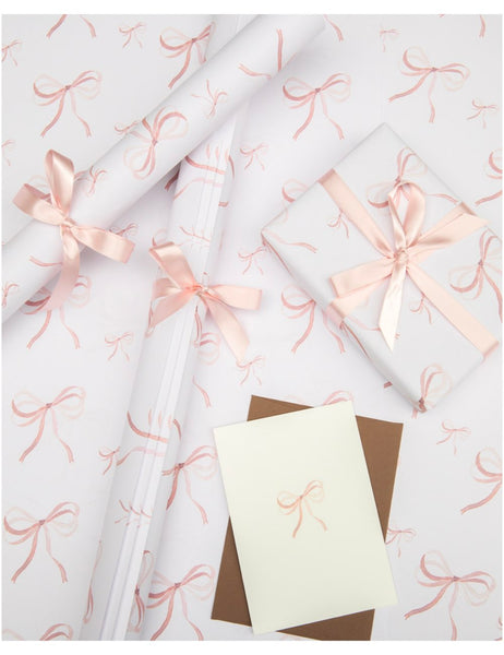 Shell Pink Bow Ribbon Cards, Set of 5