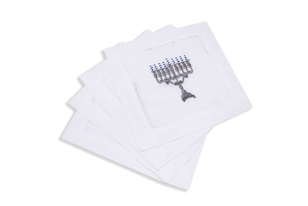 Menorah Cocktail Napkins (4) jewish Chefanie