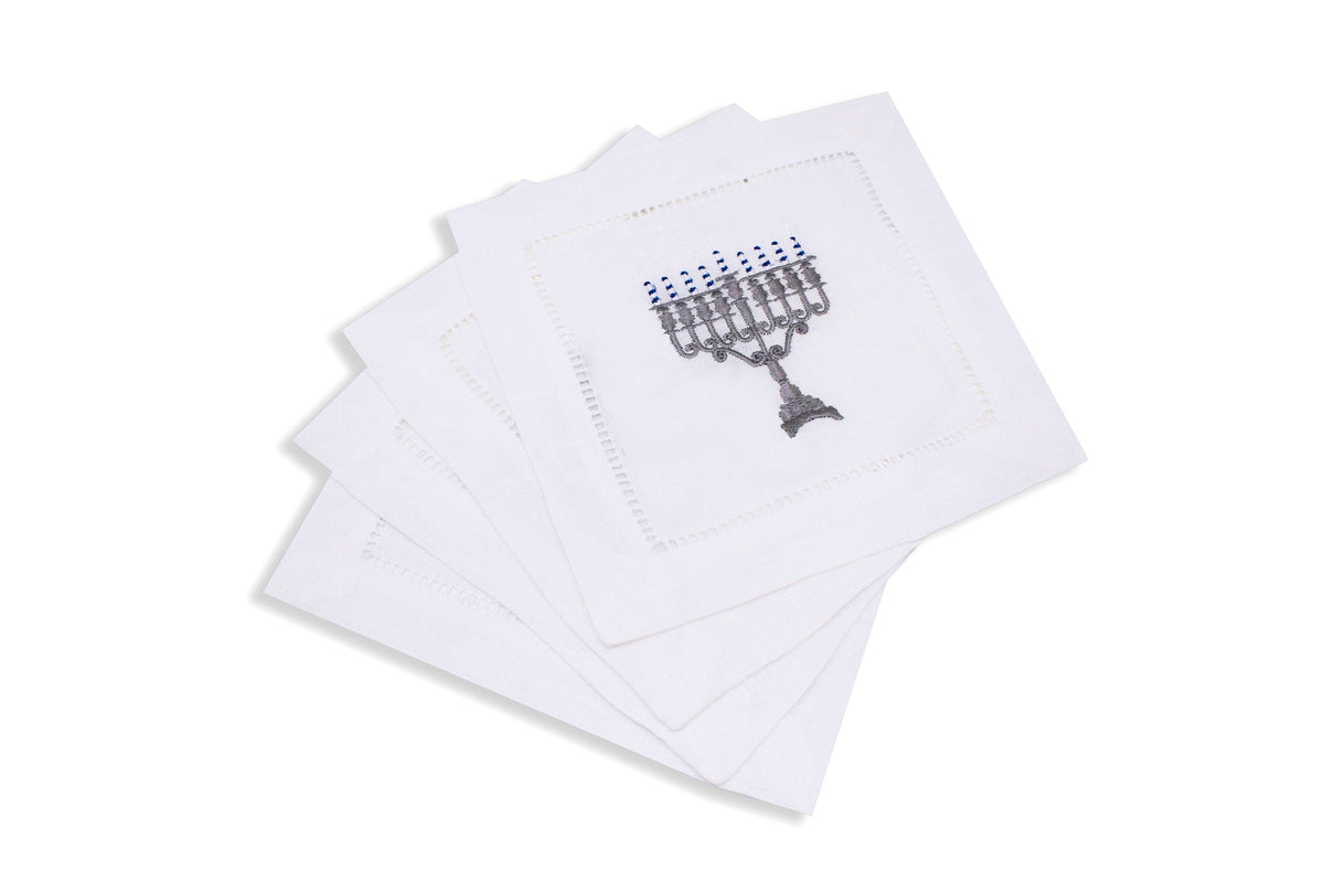 Menorah Cocktail Napkins (4) jewish Chefanie