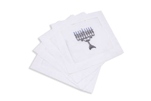 Menorah Cocktail Napkins (4) jewish Chefanie