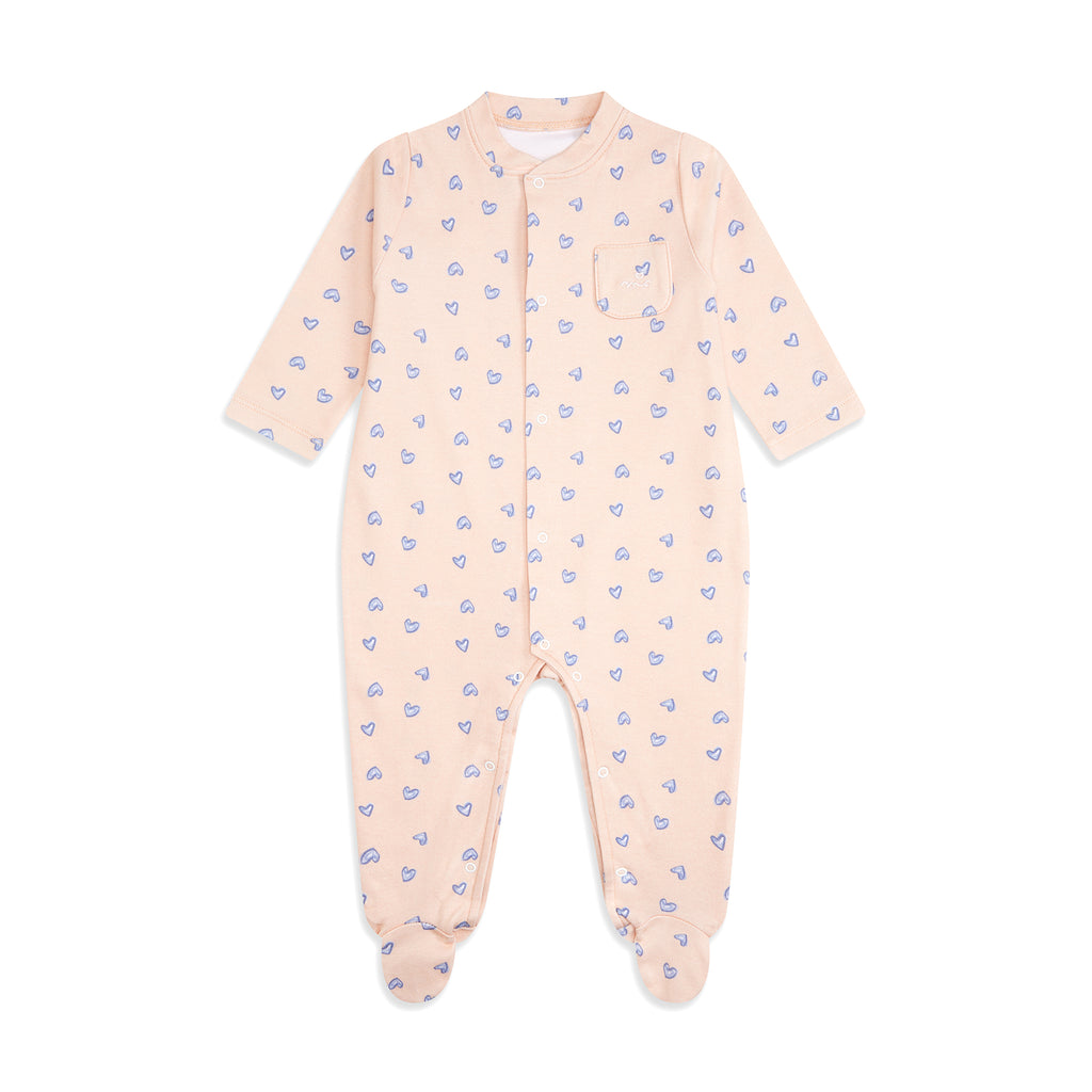 Love Heart Sleepsuit in Pink