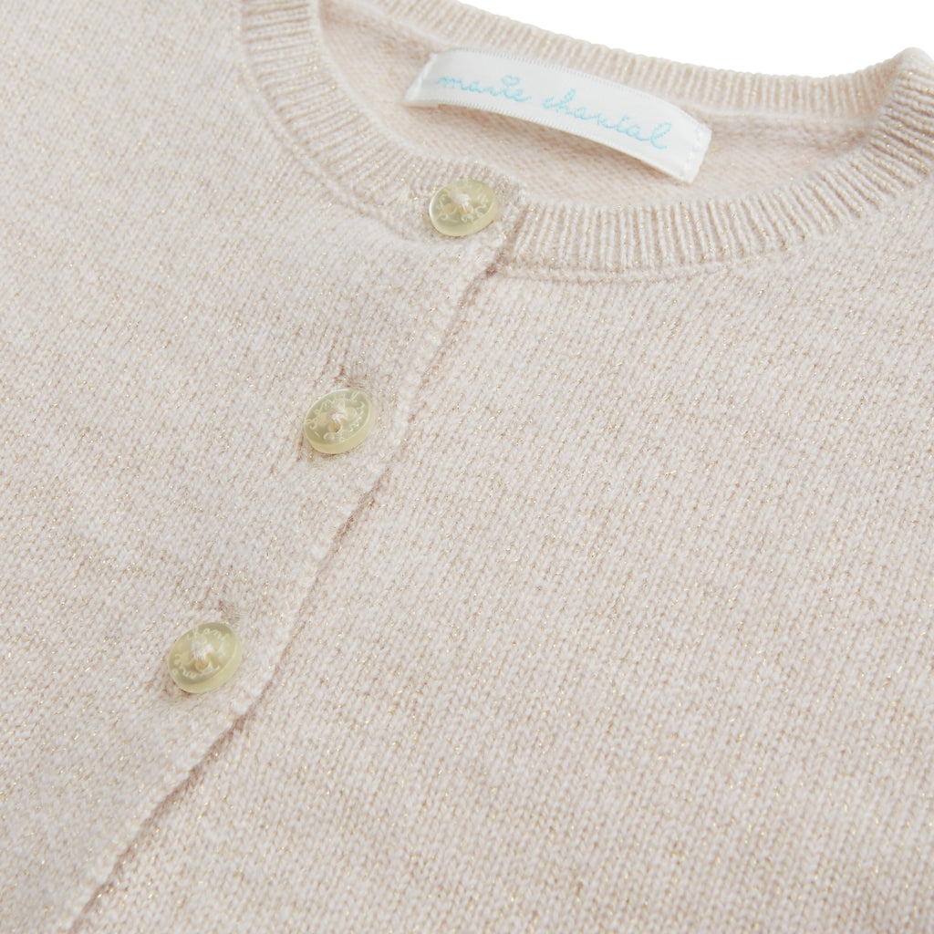 Cashmere Lurex Cardigan In Blush