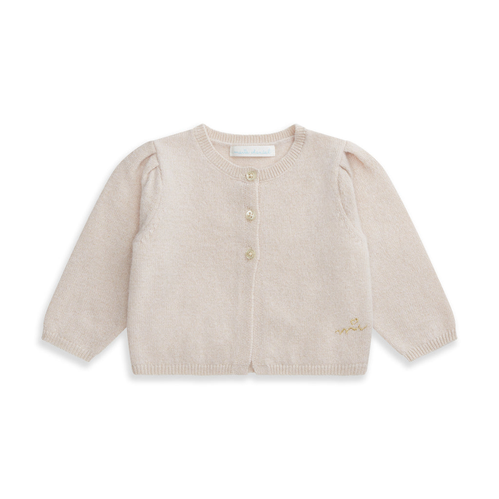 Cashmere Lurex Cardigan In Blush