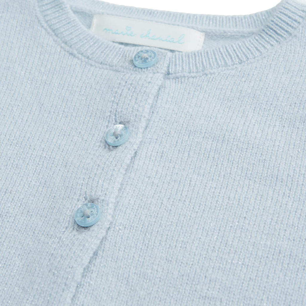 Cashmere Lurex Cardigan In Pale Blue