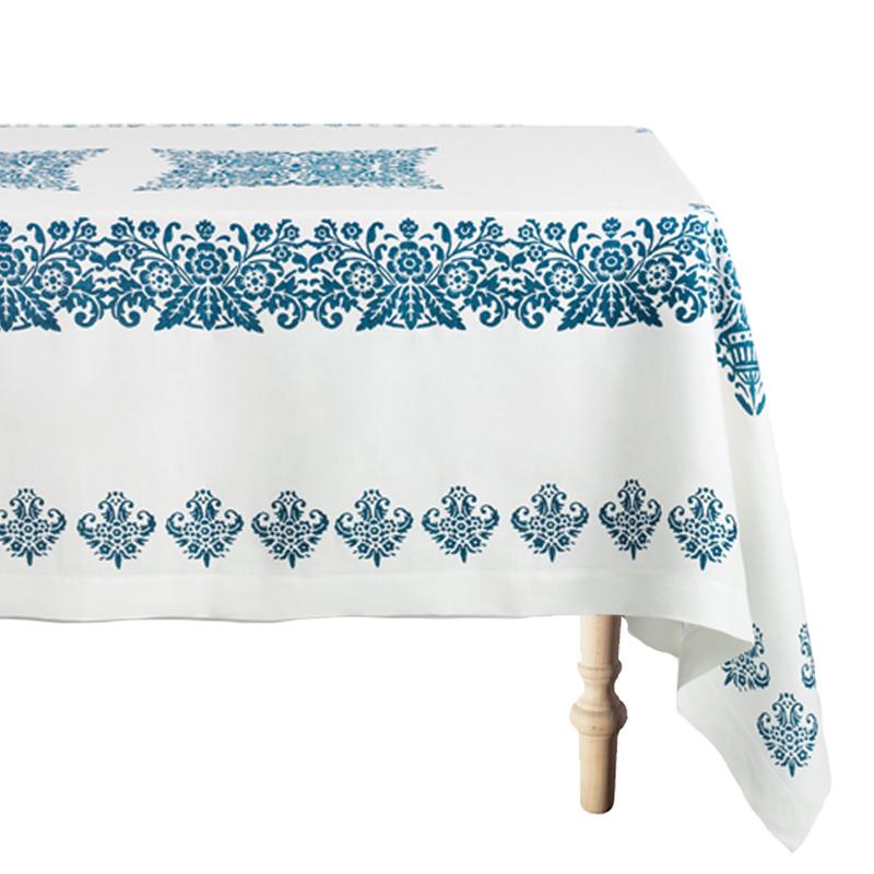 Mirandola Rectangular Linen Tablecloth in Blue