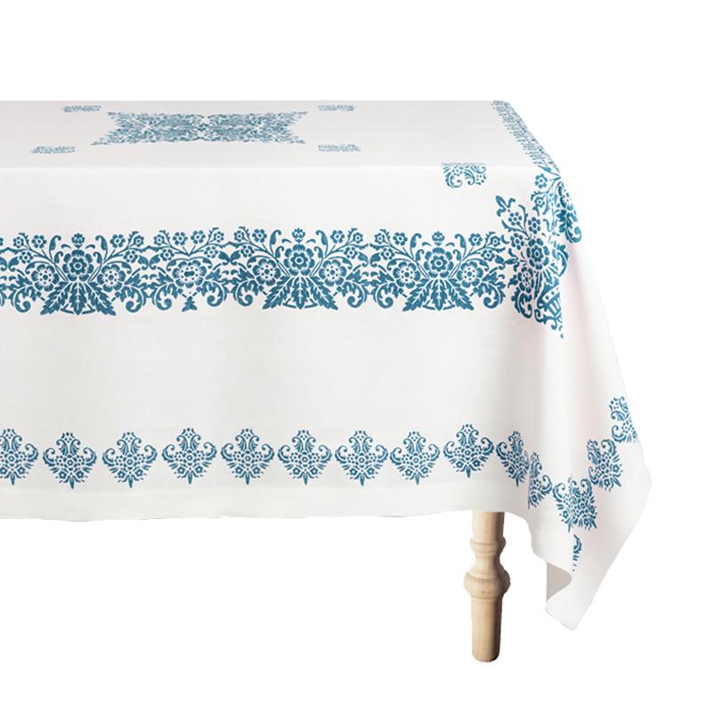 Mirandola Square Linen Tablecloth in Blue