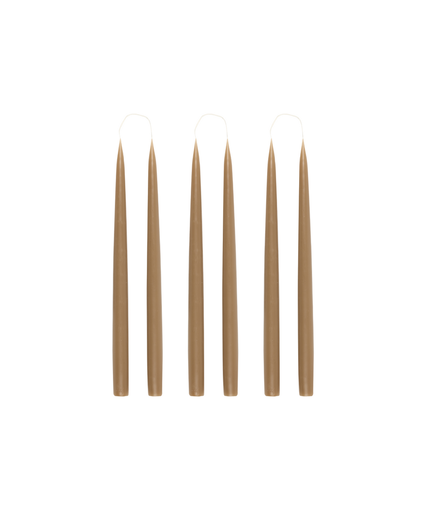 Rebecca Udall Set of 6 35cm Danish Taper Candles, Nougat nude neutral beige brown