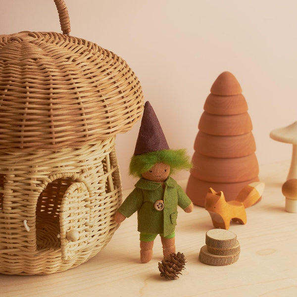 Mushroom Rattan Basket – Handcrafted Whimsical Basket for Nature