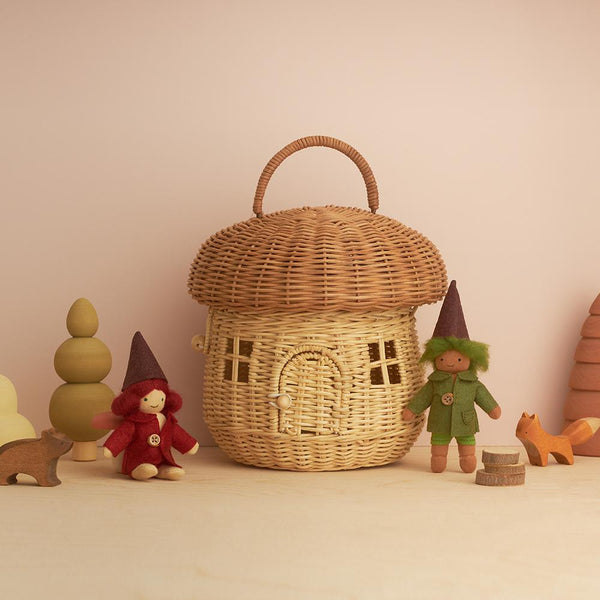 Mushroom Rattan Basket – Handcrafted Whimsical Basket for Nature