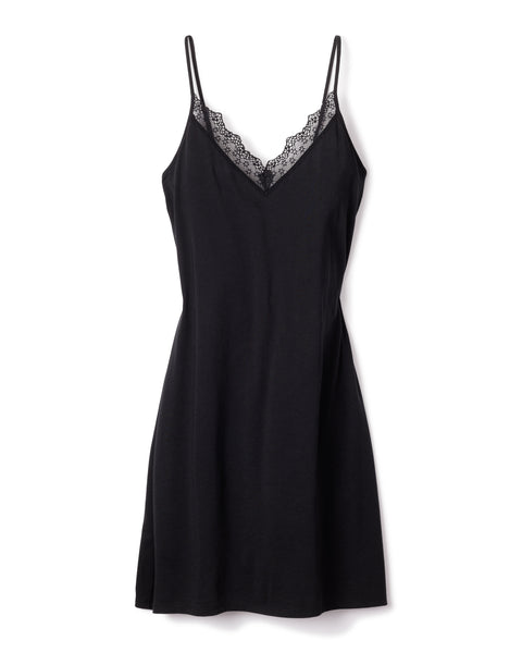 Women's Pima Black Lace Nightgown