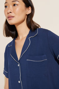 Gisele Short Sleeve Pant PJ Set in Navy/Ivory