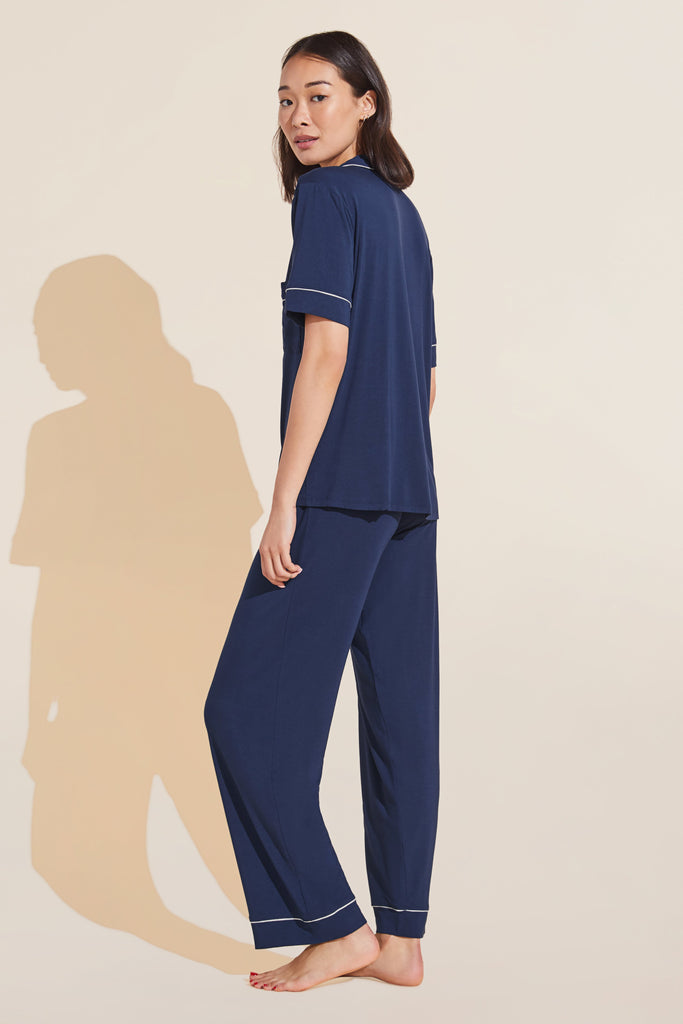 Gisele Short Sleeve Pant PJ Set in Navy/Ivory