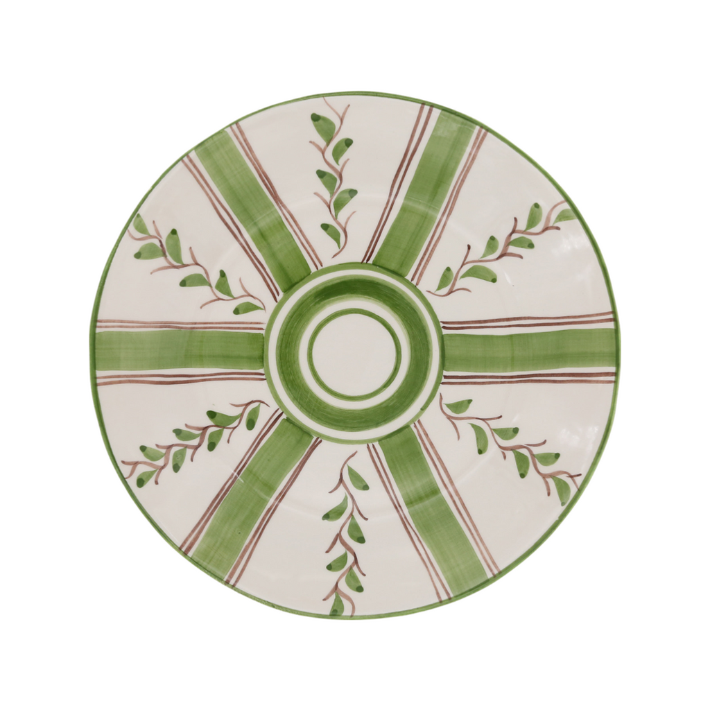 Olive Stripe Dessert Plate