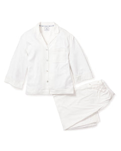 Women’s Luxe Pima Cotton White Wide Leg Pajama Set