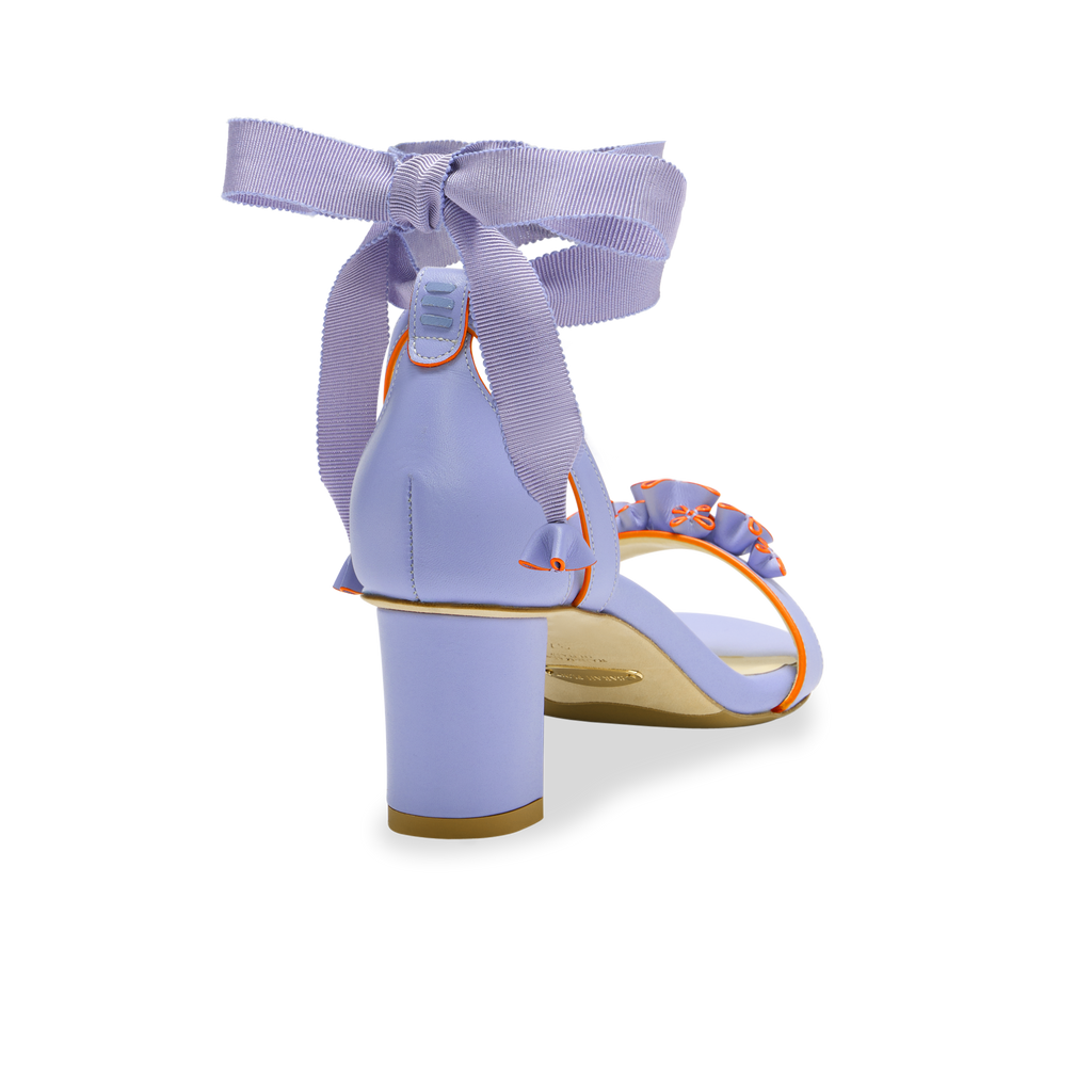 Perfect Block Sandal 60 in Periwinkle Calf & Orange Painted Edge