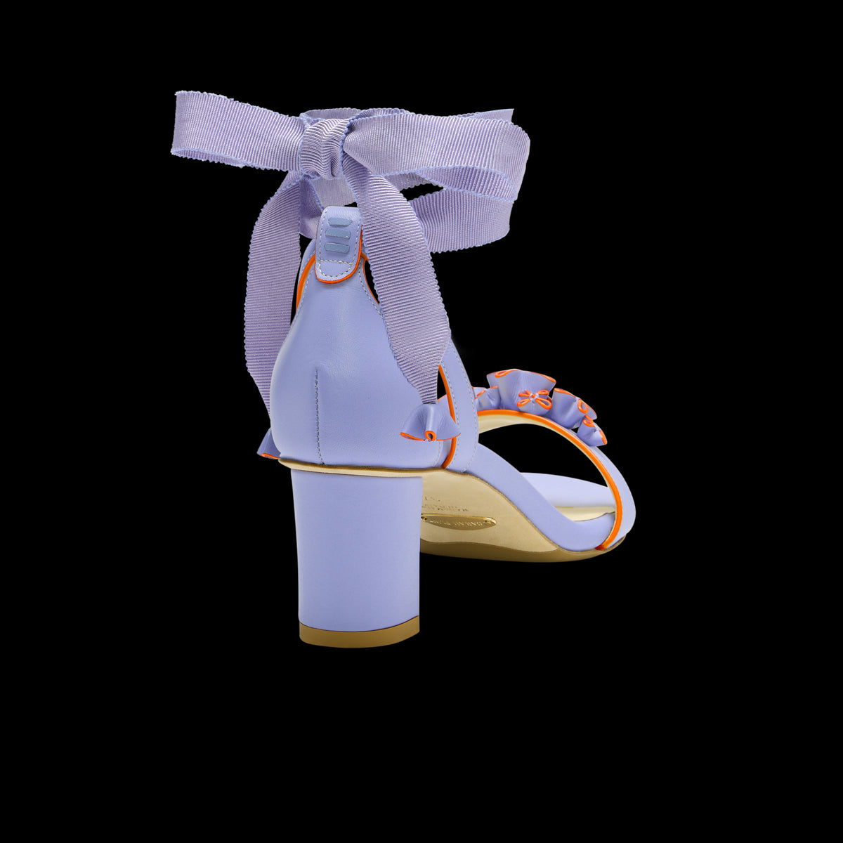 Perfect Block Sandal 60 in Periwinkle Calf & Orange Painted Edge