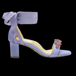Perfect Block Sandal 60 in Periwinkle Calf & Orange Painted Edge