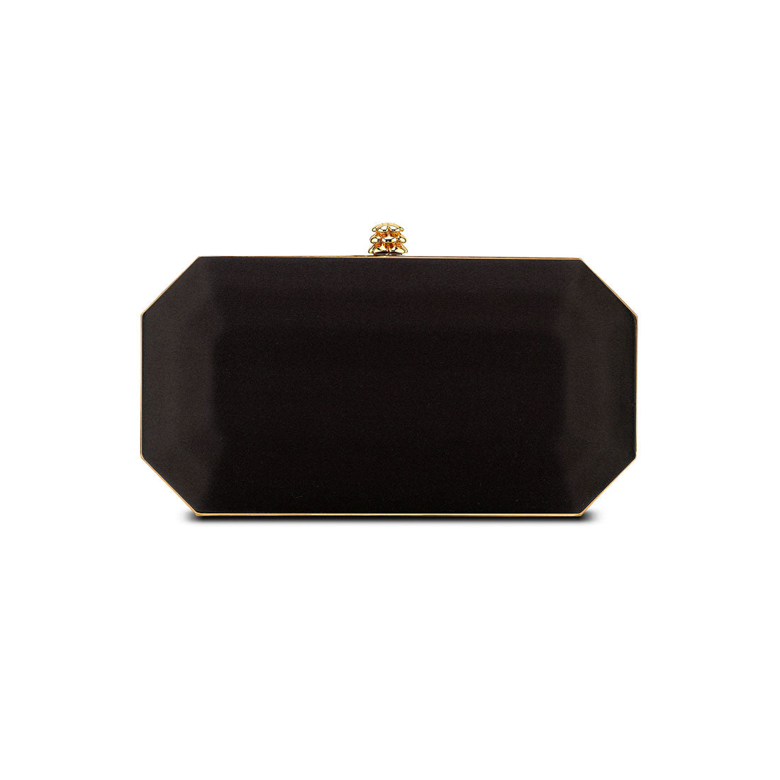 Perry Clutch in Black Diamond Satin