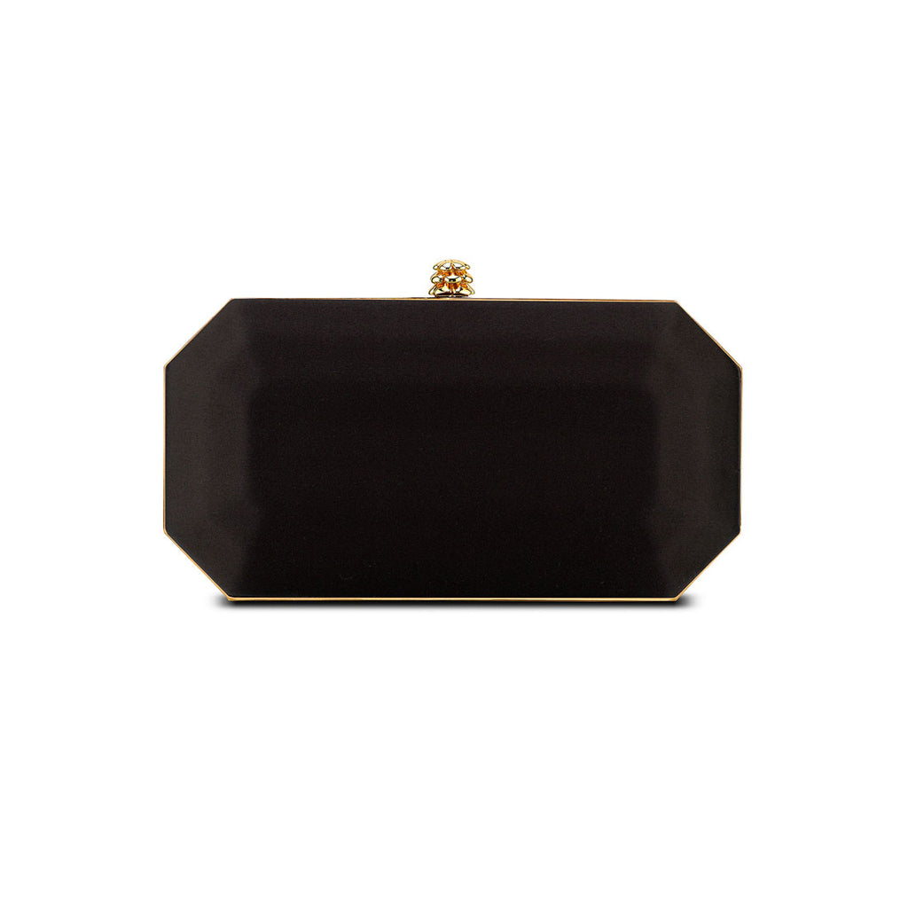 Perry Clutch in Black Diamond Satin