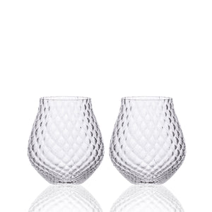 Phoebe clear stemless tulip crystal wine glasses from Caskata.