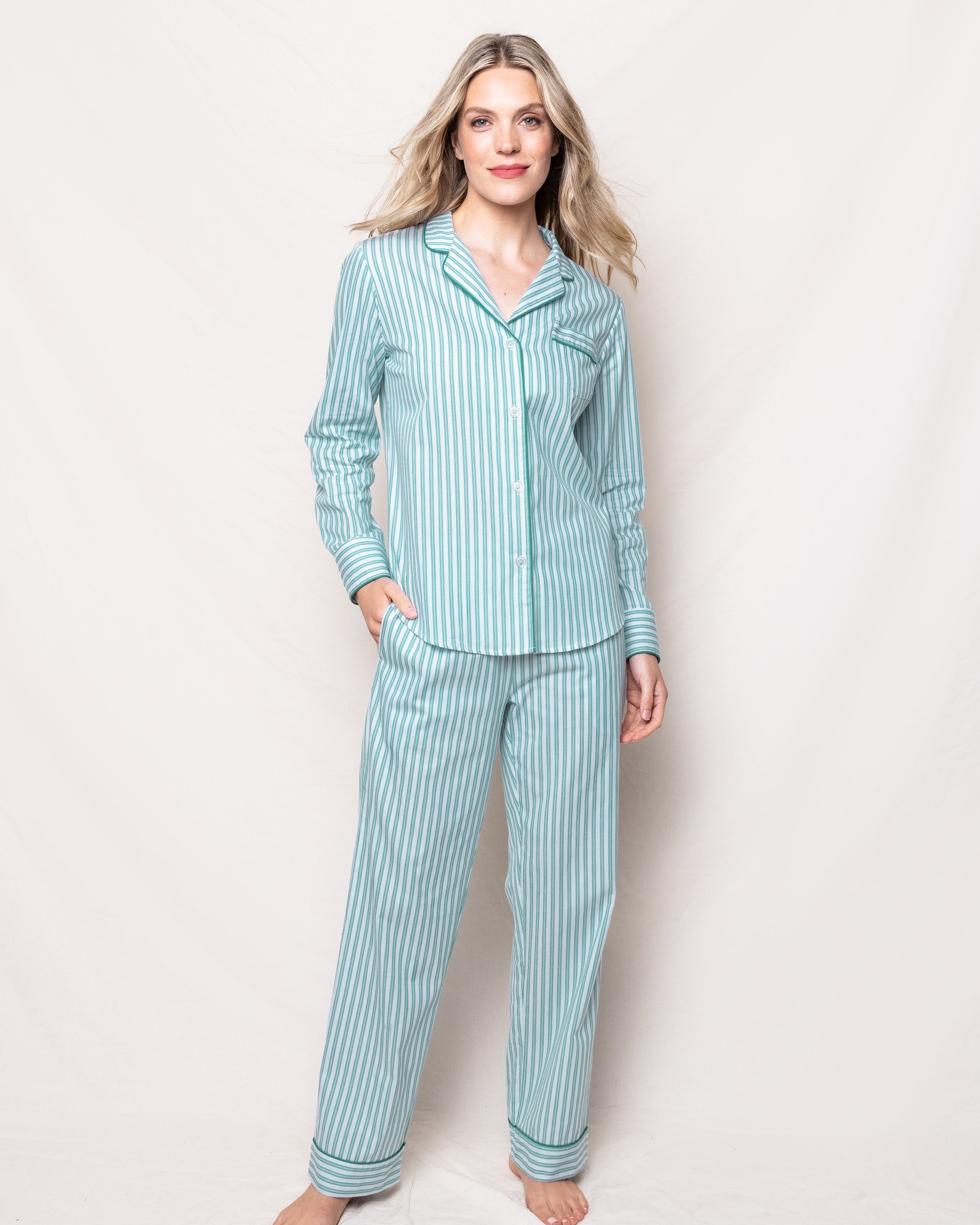 Women’s Emerald Ticking Pajama Set