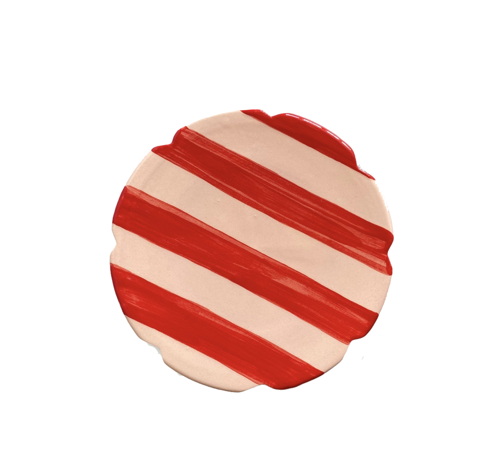 Popi Dessert Plate in Popi-Nude & Red Stripe