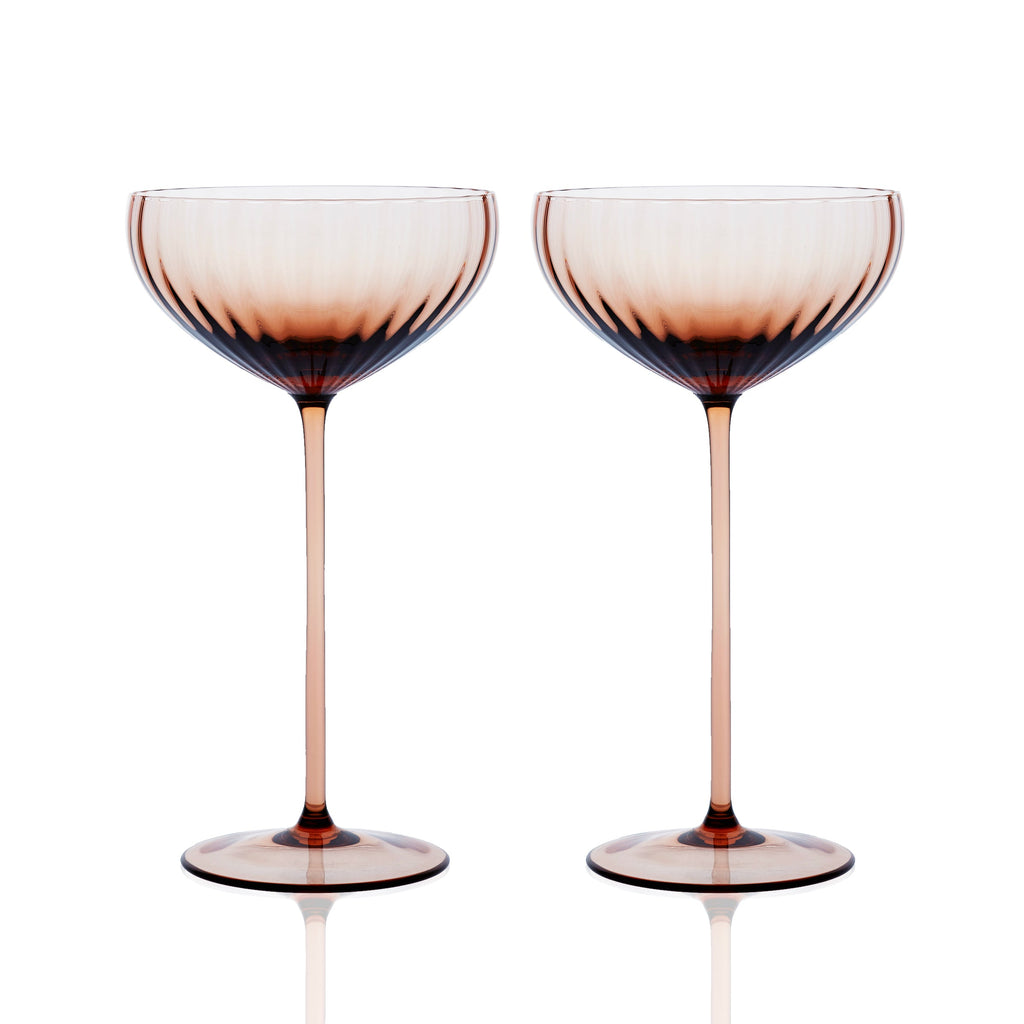Quinn Amber Coupe Glasses Set of 2 - Caskata