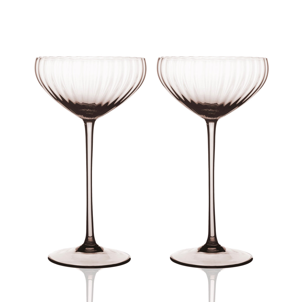 Quinn Mocha Coupe Glasses Set of 2 - Caskata