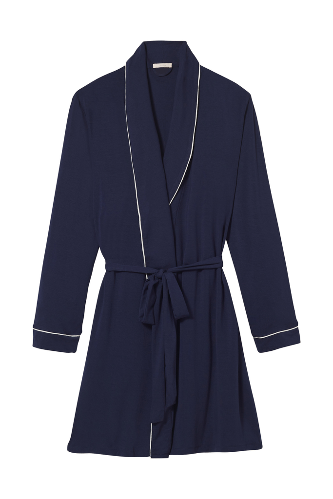 Gisele Tuxedo Robe in Navy/Ivory