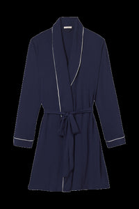 Gisele Tuxedo Robe in Navy/Ivory