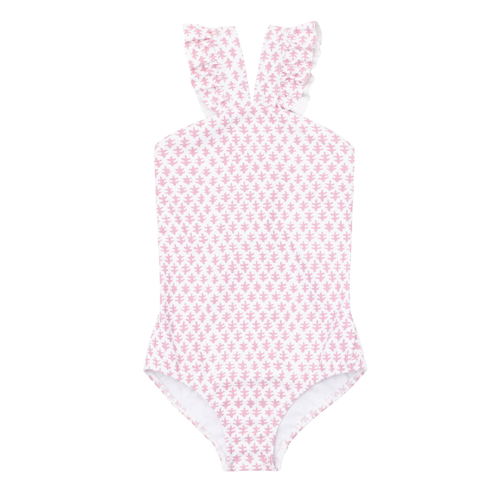 minnow X Sister Parish Girls Nectar Leaf V-Neck Crossover One Piece
