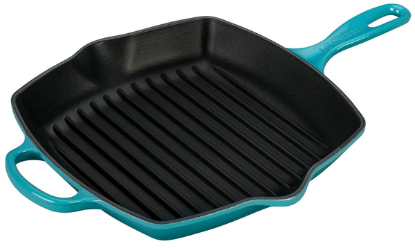 Le Creuset 26 Blue Enameled Cast Iron Square Grill Pan Skillet