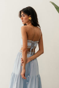 Carnation Crop Top - Blue & Pink Rosewater House