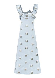 Malika Dress -White & Baby Blue Dresses - Formal Rosewater House