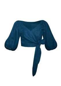 Gilara Wrap Top - Blue Tops - Cropped & Casual Rosewater House