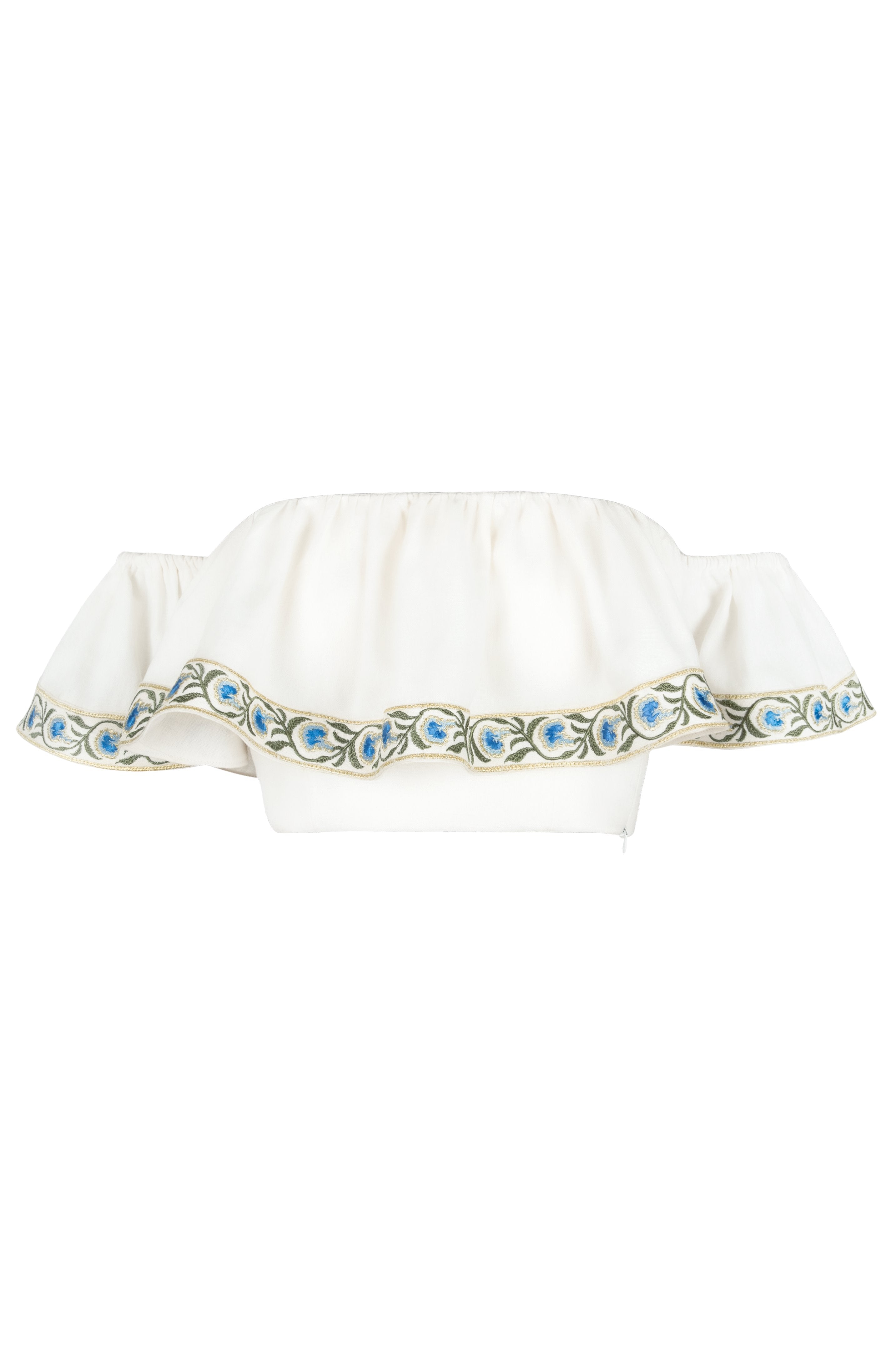 Carnation Off the Shoulder Top - White & Blue Tops - Bustier & Embroidered Rosewater House