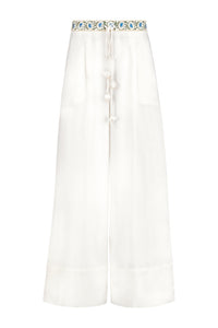 Carnation Pants - White & Blue Bottoms - Pants Rosewater House