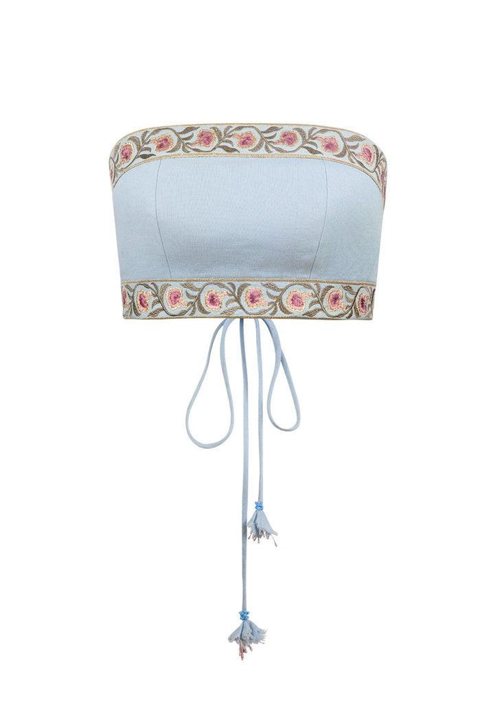 Carnation Crop Top - Blue & Pink Rosewater House